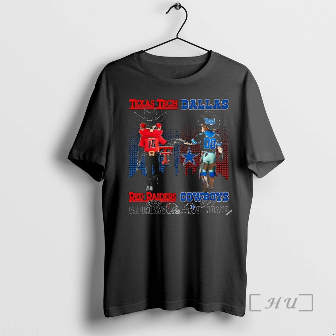 Officials Texas Tech Red Raiders On Saturdays Vs Dallas Cowboys On Sundays Mascot Skyline Christmas - T-Shirt, Sweatshirt, Hoodie