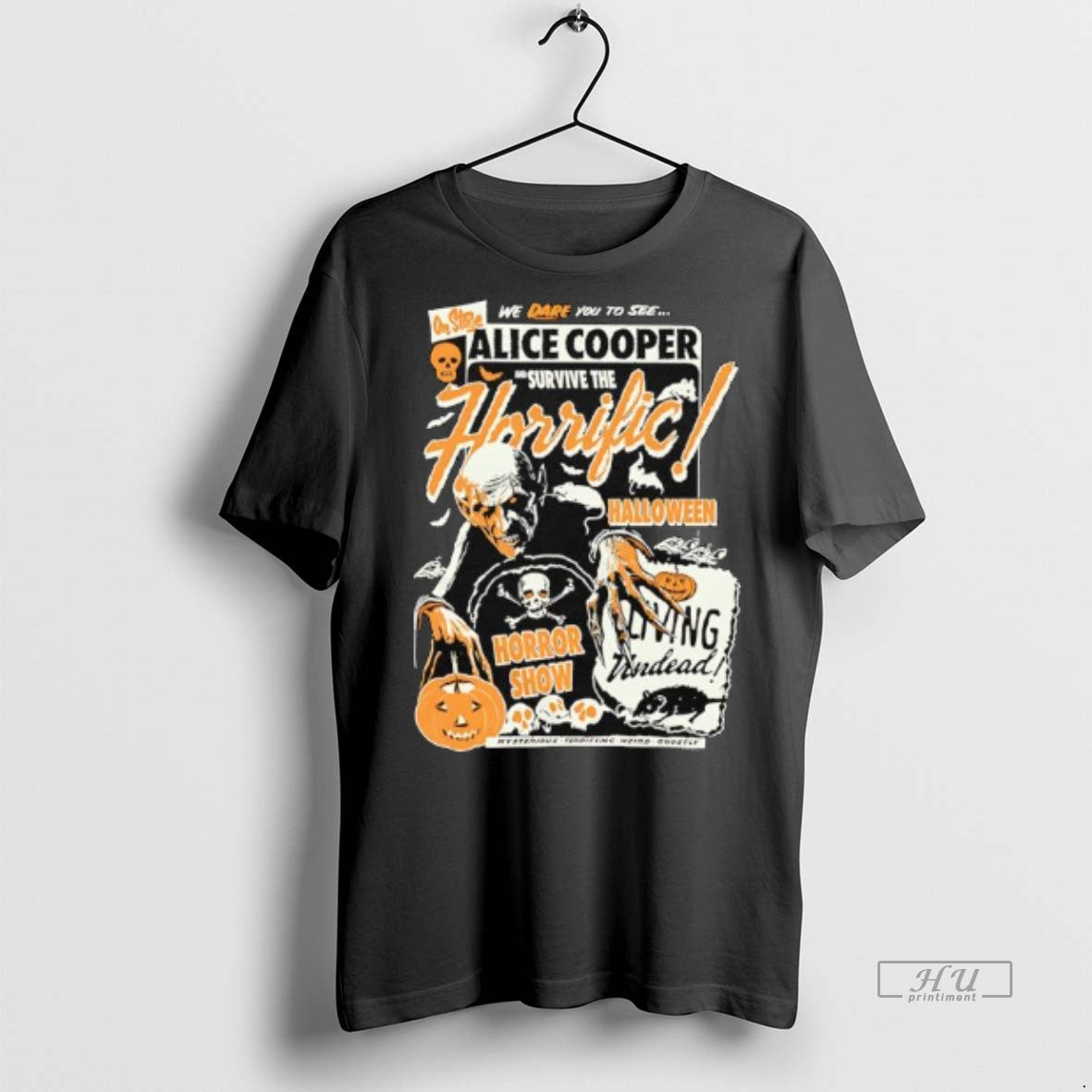Officials Trending Horrific Halloween Horror Show Alice Cooper We Dare You To See Unisex T-shirt, Sweatshirt, Hoodie, Long Sleeve Tee - T-Shirt, Sweatshirt, Hoodie