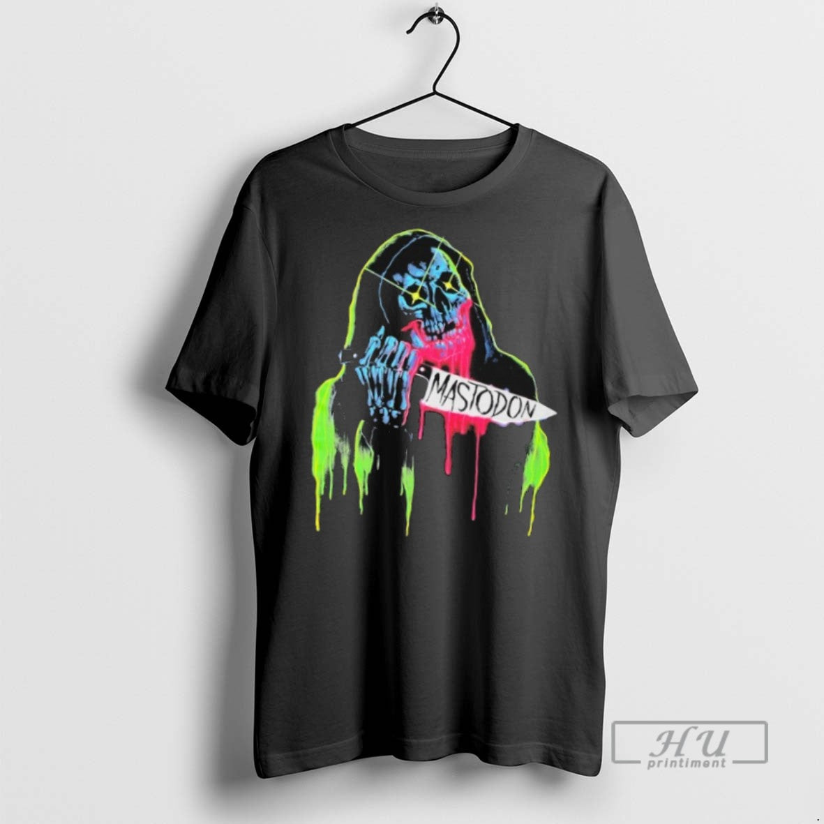 Officials Trending Mastodon Neon Knife Skull Reaper T Shirt Unisex T-shirt, Sweatshirt, Hoodie, Long Sleeve Tee - T-Shirt, Sweatshirt, Hoodie