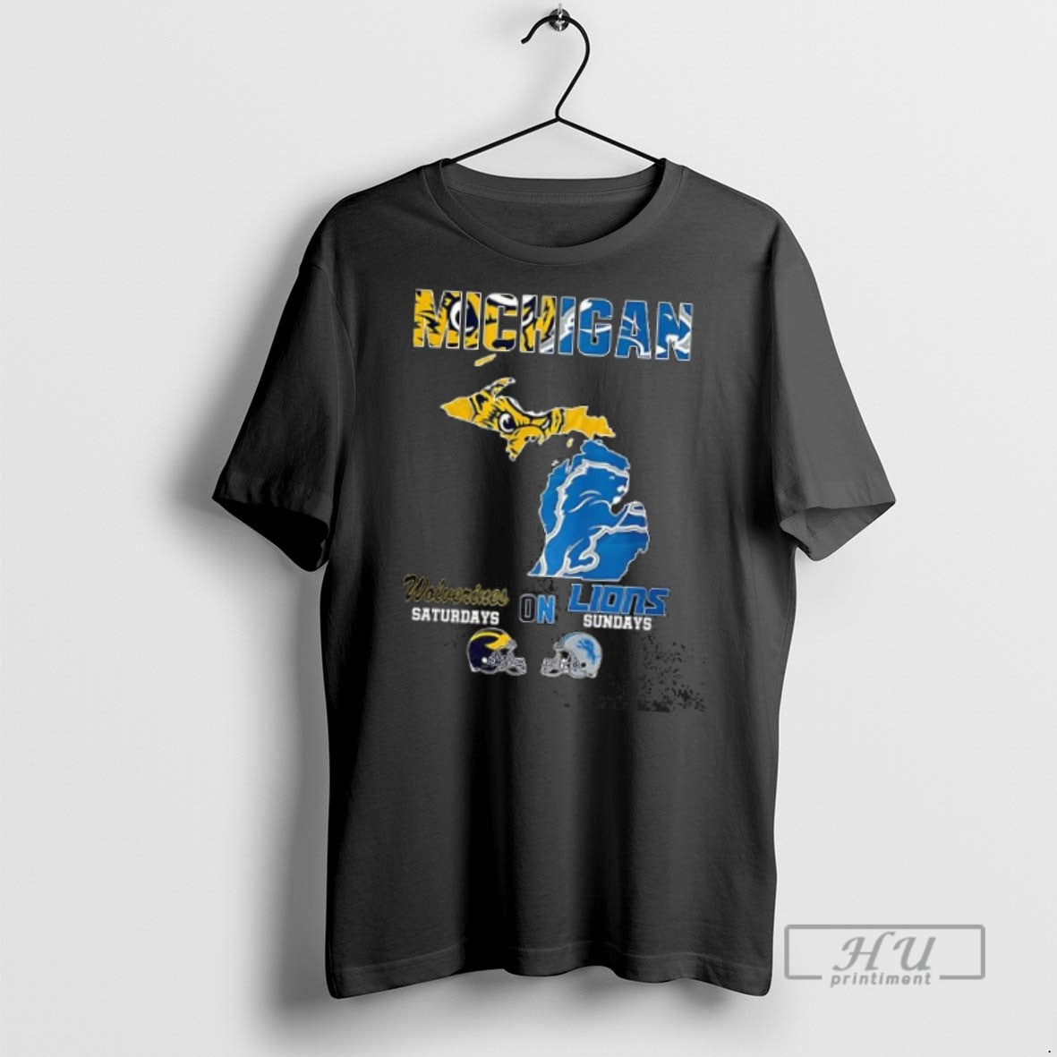 Officials Trending Michigan Wolverines Saturdays On Lions Sundays Map T Shirt Unisex T-shirt, Sweatshirt, Hoodie, Long Sleeve Tee - T-Shirt, Sweatshirt, Hoodie