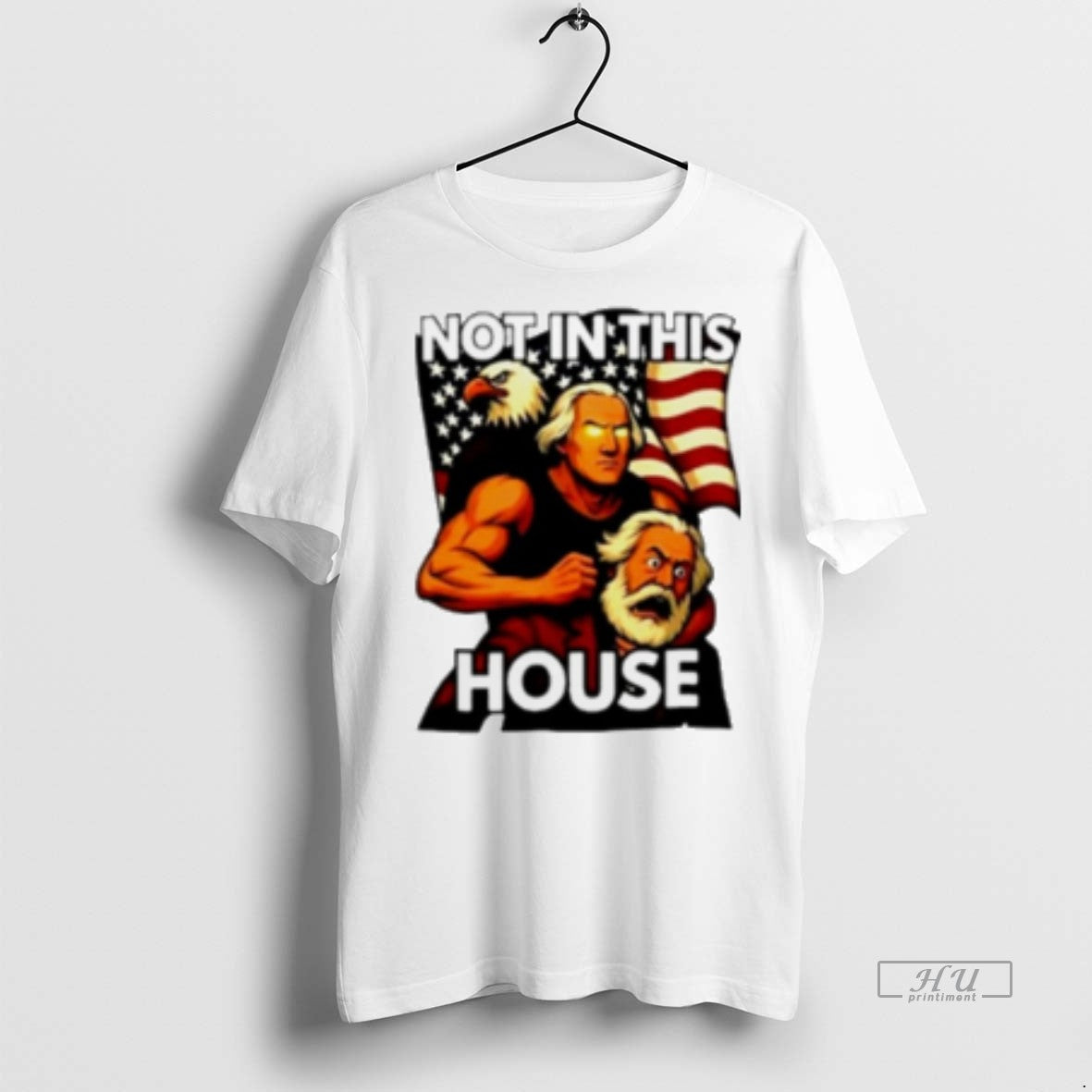 Officials Trending Not In This House George Washington Holding Karl Marx Eagle Flag Unisex T-shirt, Sweatshirt, Hoodie, Long Sleeve Tee - T-Shirt, Sweatshirt, Hoodie