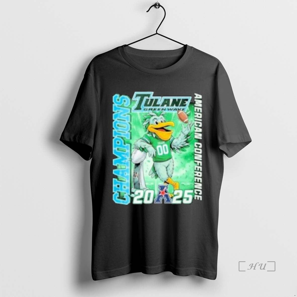 Officials Tulane Green Wave 2025 American Conference Champion Mascot Circle Black Premium T Shirts Sweater - T-Shirt, Sweatshirt, Hoodie
