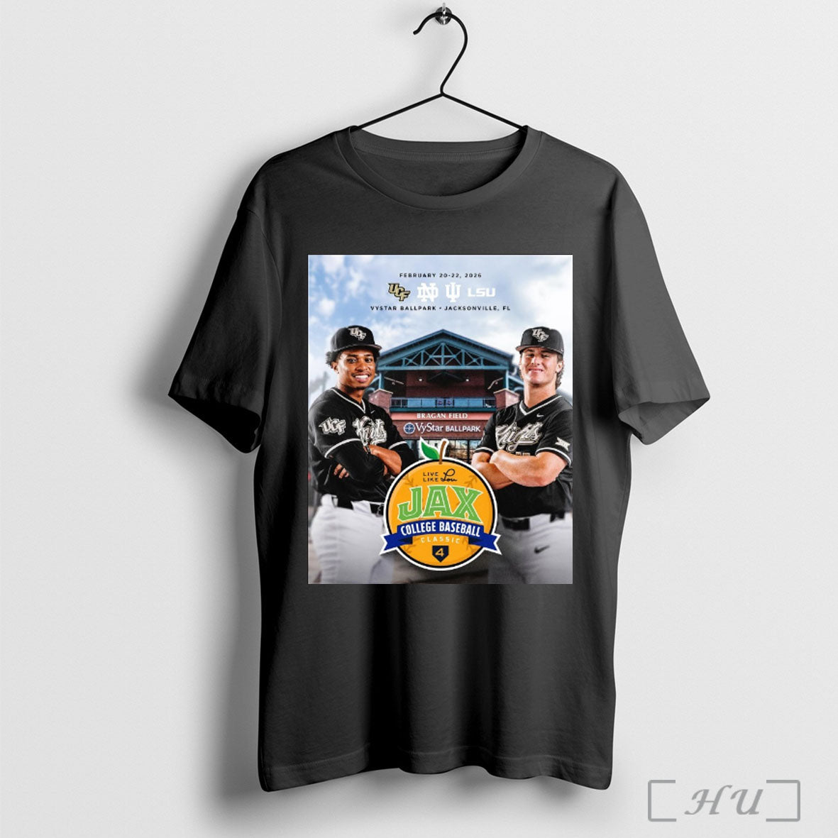 Officials Ucf Notre Dame Iu And Lsu 2026 Live Like Lou Jax College Baseball Classic Unisex T-shirt, Sweatshirt, Hoodie, Long Sleeve Tee - T-Shirt, Sweatshirt, Hoodie