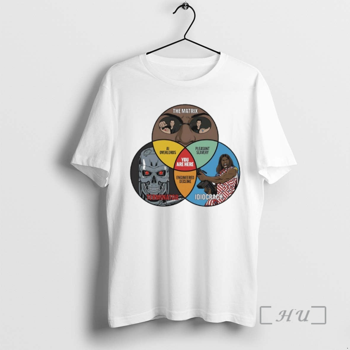 Officials Venn Of Movie Dystopia The Matrix Terminator Idiocracy Unisex T-shirt, Sweatshirt, Hoodie, Long Sleeve Tee - T-Shirt, Sweatshirt, Hoodie