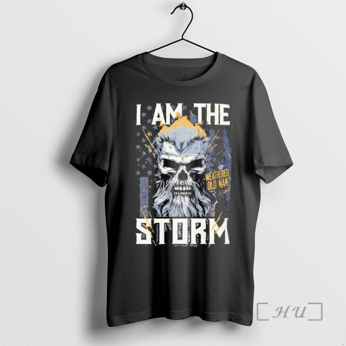 Officials Weathered Old Man I Am The Storm Skull Unisex T-shirt, Sweatshirt, Hoodie, Long Sleeve Tee - T-Shirt, Sweatshirt, Hoodie