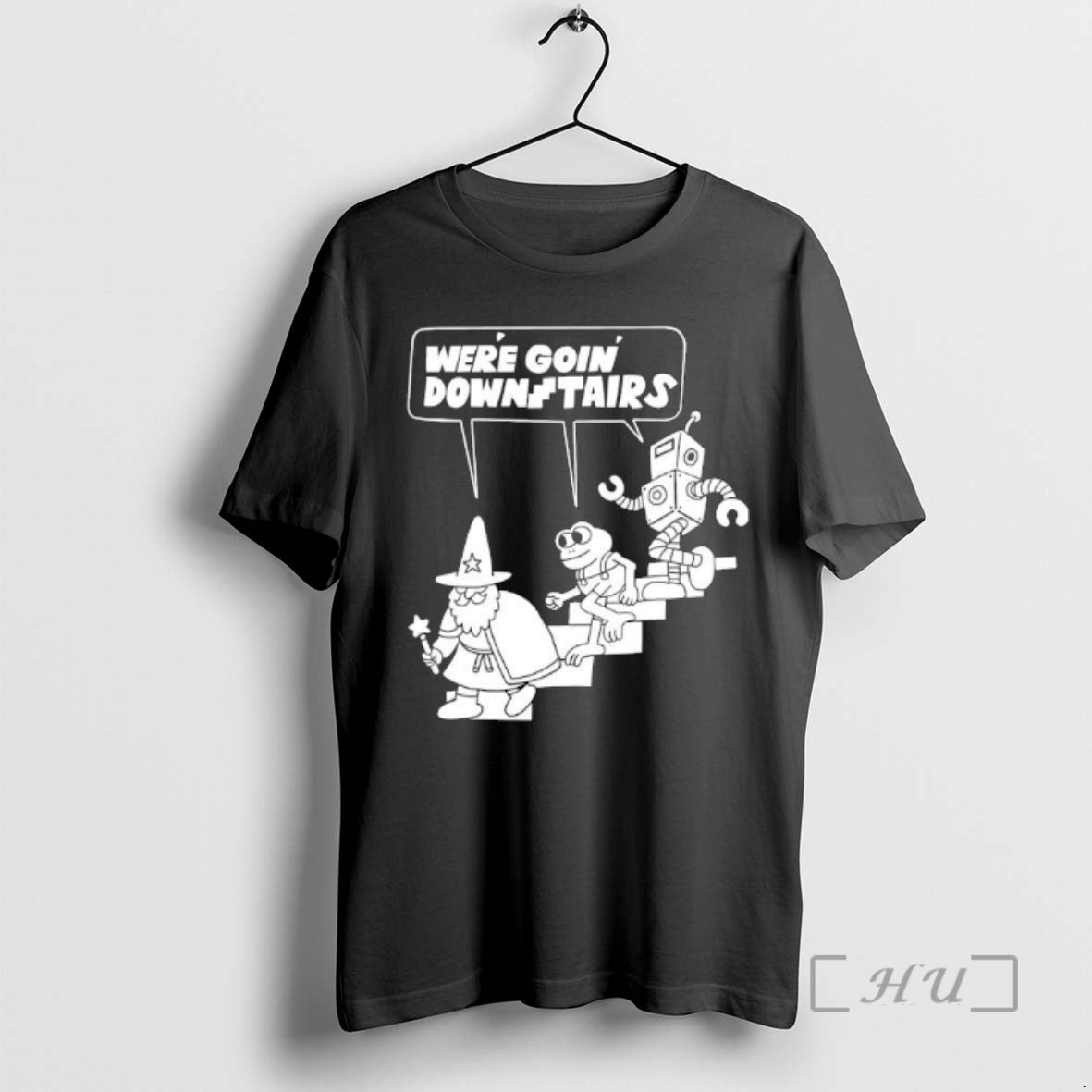 Officials Were Goin Downstairs Wizard Frog Robot Walking Down - T-Shirt, Sweatshirt, Hoodie