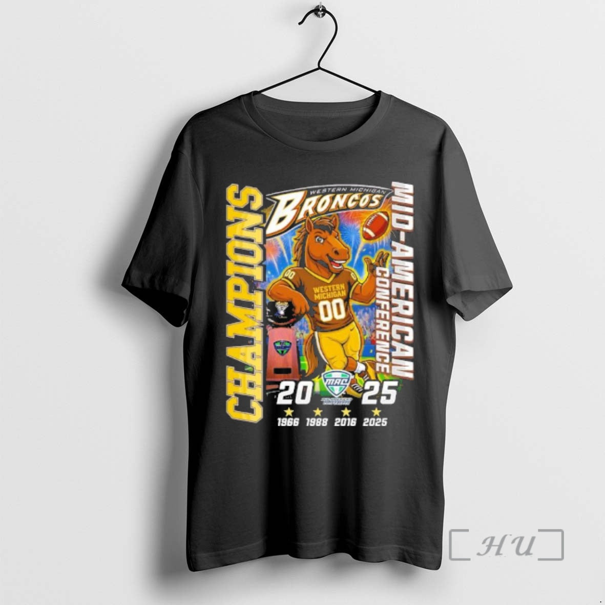 Officials Western Michigan Broncos Mascot 2025 Mac Football Champions - T-Shirt, Sweatshirt, Hoodie