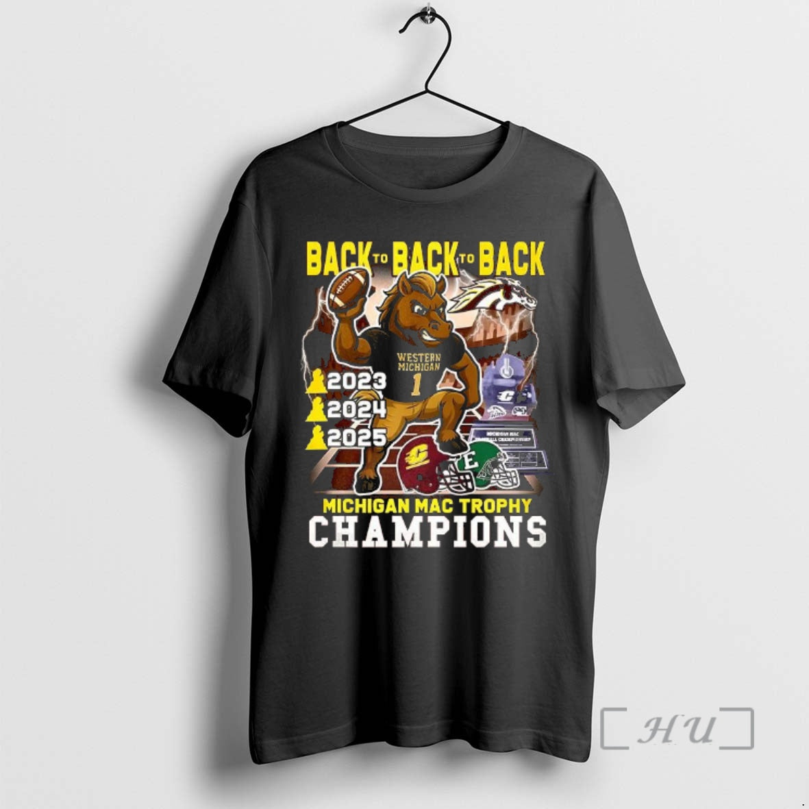 Officials Western Michigan Broncos Football Back To Back To Back Michigan Mac Trophy Champions Premium - T-Shirt, Sweatshirt, Hoodie