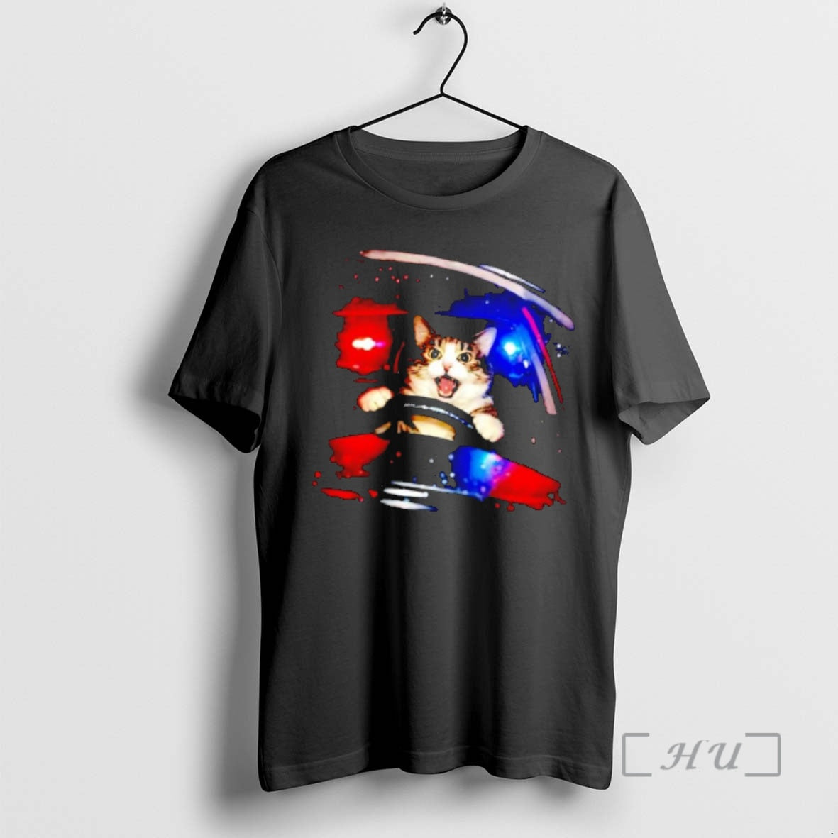 Officials Wild Cat Driving Car With Police Sirens Funny Meme - T-Shirt, Sweatshirt, Hoodie