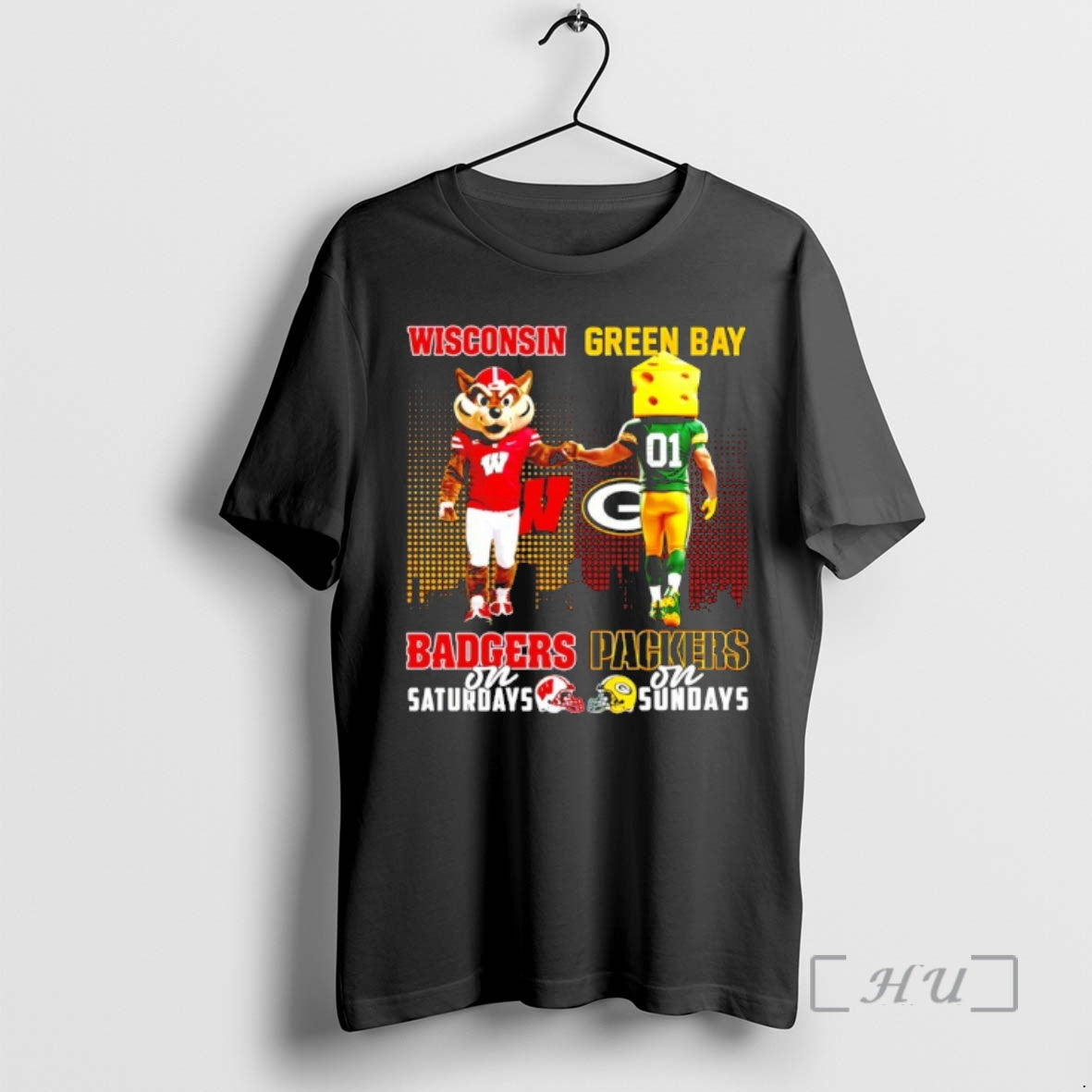 Officials Wisconsin Badgers On Saturdays Vs Green Bay Packers On Sundays Mascot Skyline Premium - T-Shirt, Sweatshirt, Hoodie