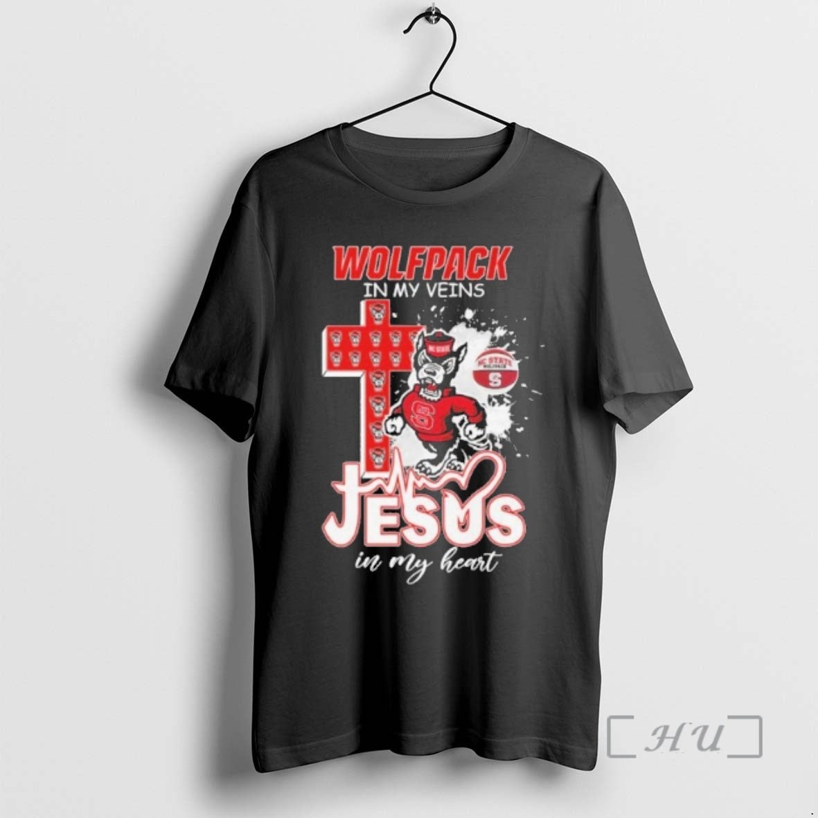 Officials Wolfpack In My Veins Mascot Jesus In My Heart - T-Shirt, Sweatshirt, Hoodie