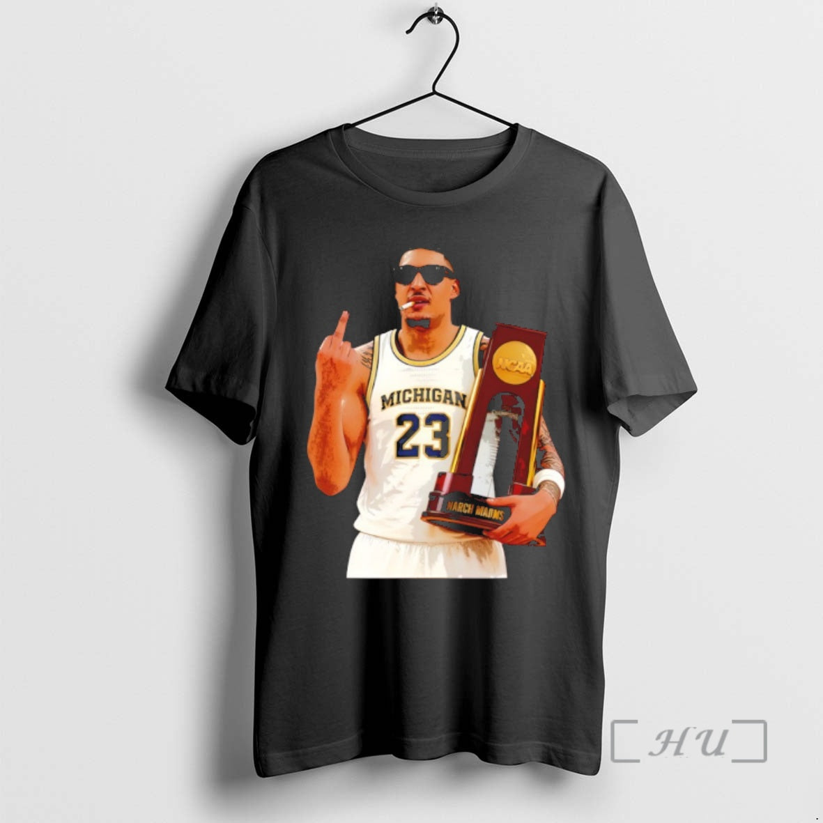 Officials Yaxel Lendeborg Middle Finger Holding Trophy Michigan Wolverines Basketball Ncaa Premium T Shirts Sweater - T-Shirt, Sweatshirt, Hoodie