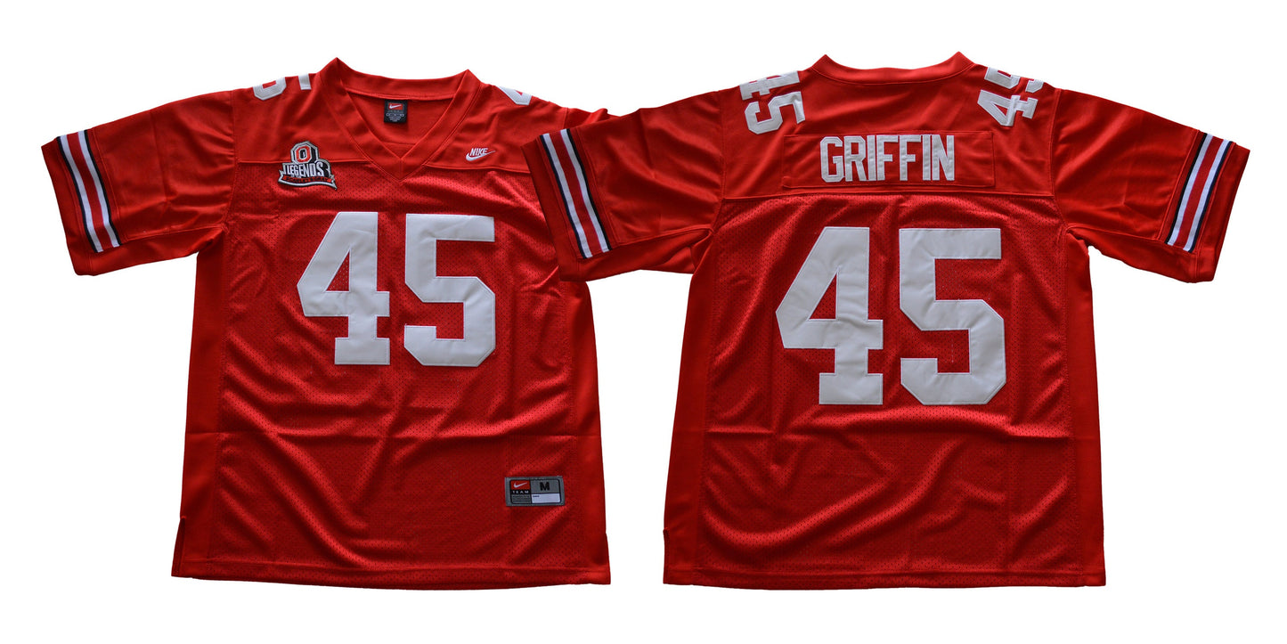 Ohio 45 Retro Red College Football Jersey football jersey product view 1