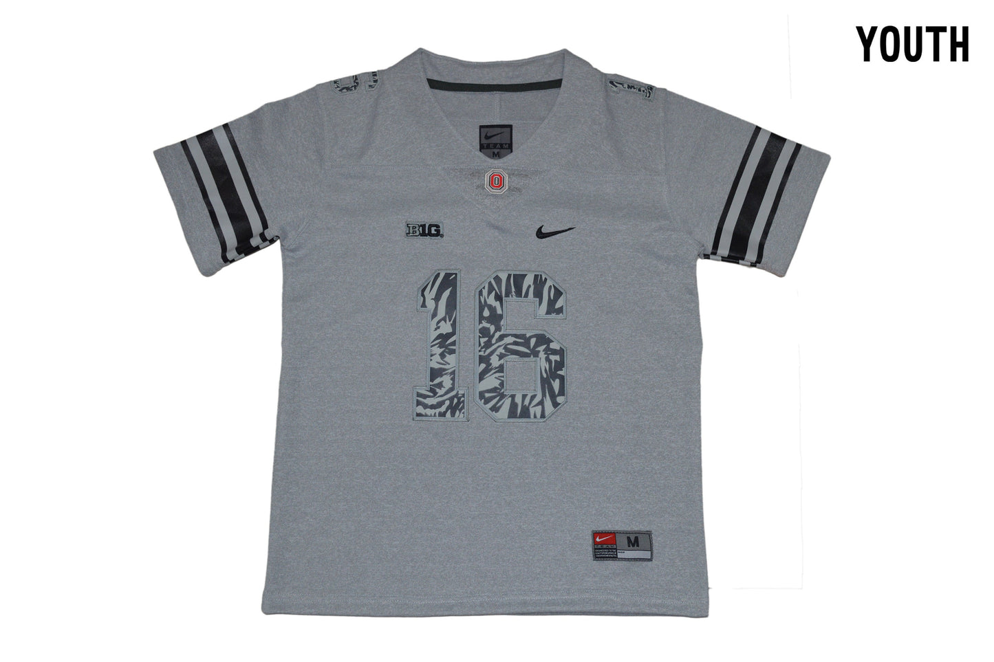Ohio Light Carbon Gray Youth 16 Front College Football Jersey football jersey product view 1
