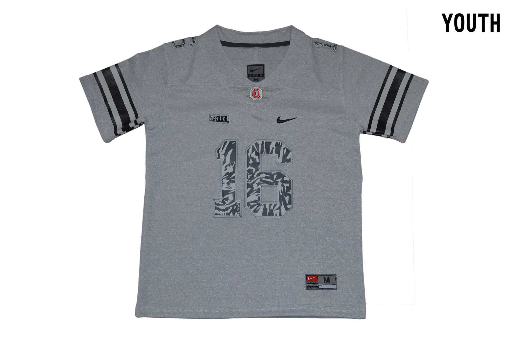 Ohio Light Carbon Gray Youth 16 Front College Football Jersey football jersey product view 1
