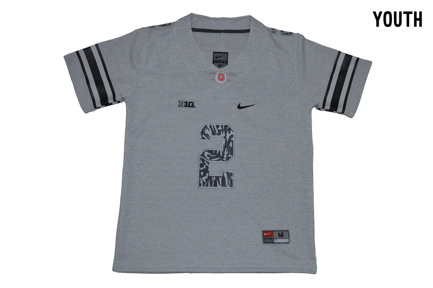 Ohio Light Carbon Gray Youth 2 Front College Football Jersey football jersey product view 1