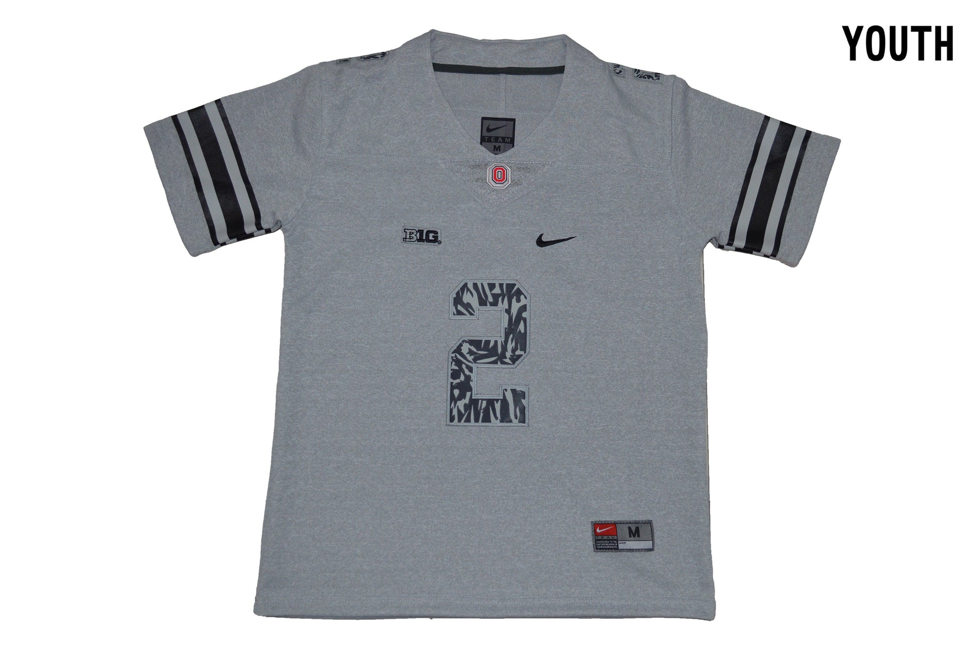 Ohio Light Carbon Gray Youth 2 Front College Football Jersey football jersey product view 1