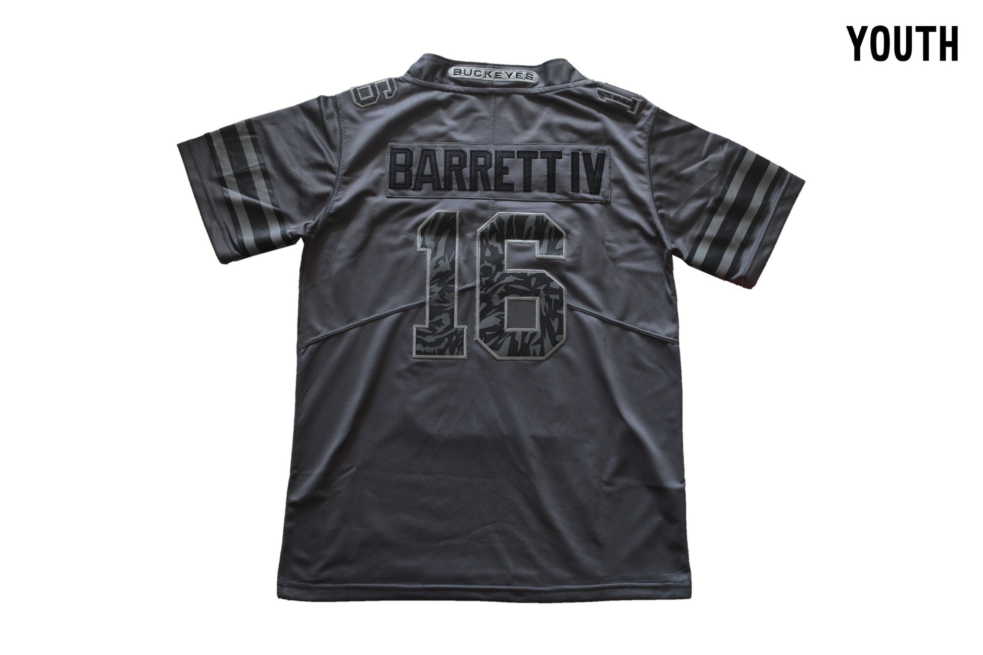 Ohio Pattern Dark Gray Youth 16 Back College Football Jersey football jersey product view 1