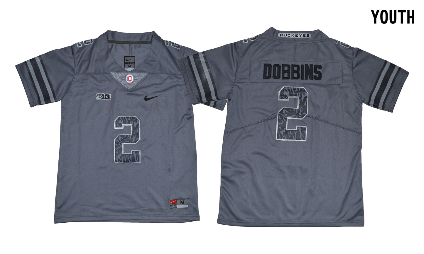 Ohio Pattern Dark Gray Youth 2 College Football Jersey football jersey product view 1
