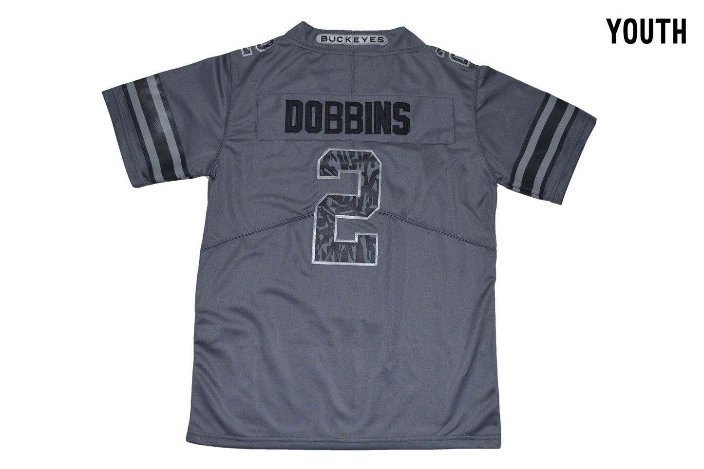 Ohio Pattern Dark Gray Youth 2 Back College Football Jersey football jersey product view 1