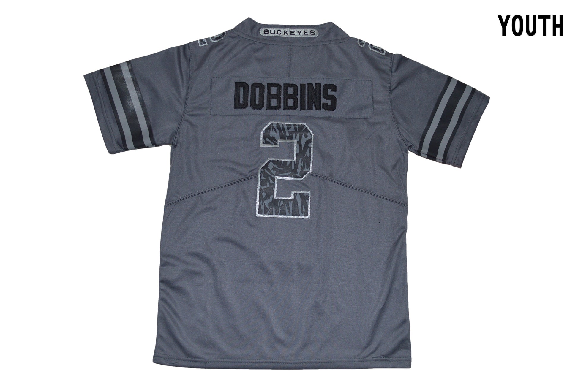 Ohio Pattern Dark Gray Youth 2 Back College Football Jersey football jersey product view 1