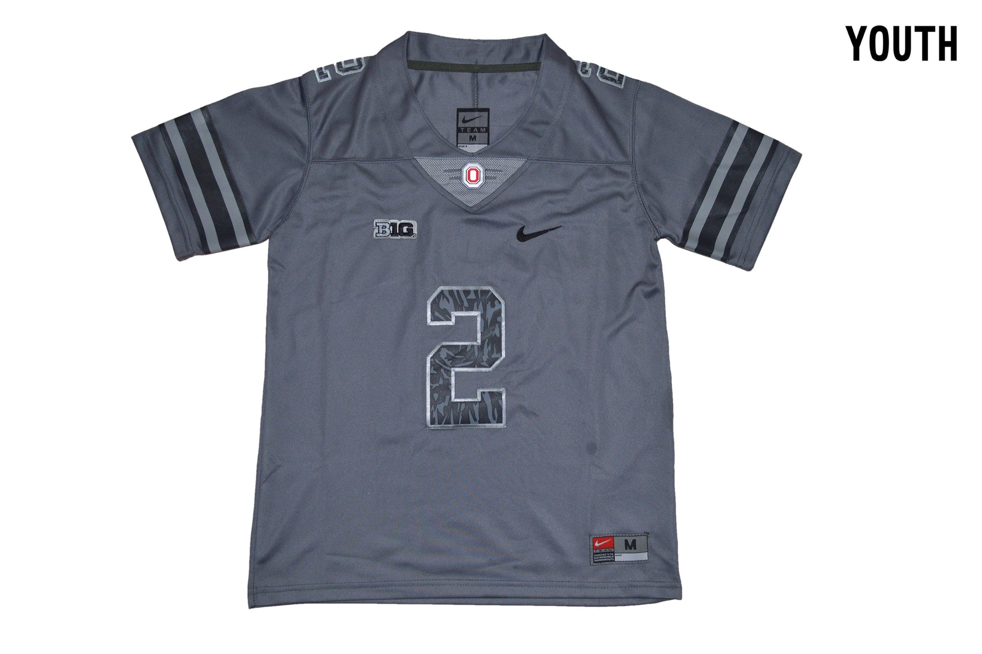 Ohio Pattern Dark Gray Youth 2 Front College Football Jersey football jersey product view 1