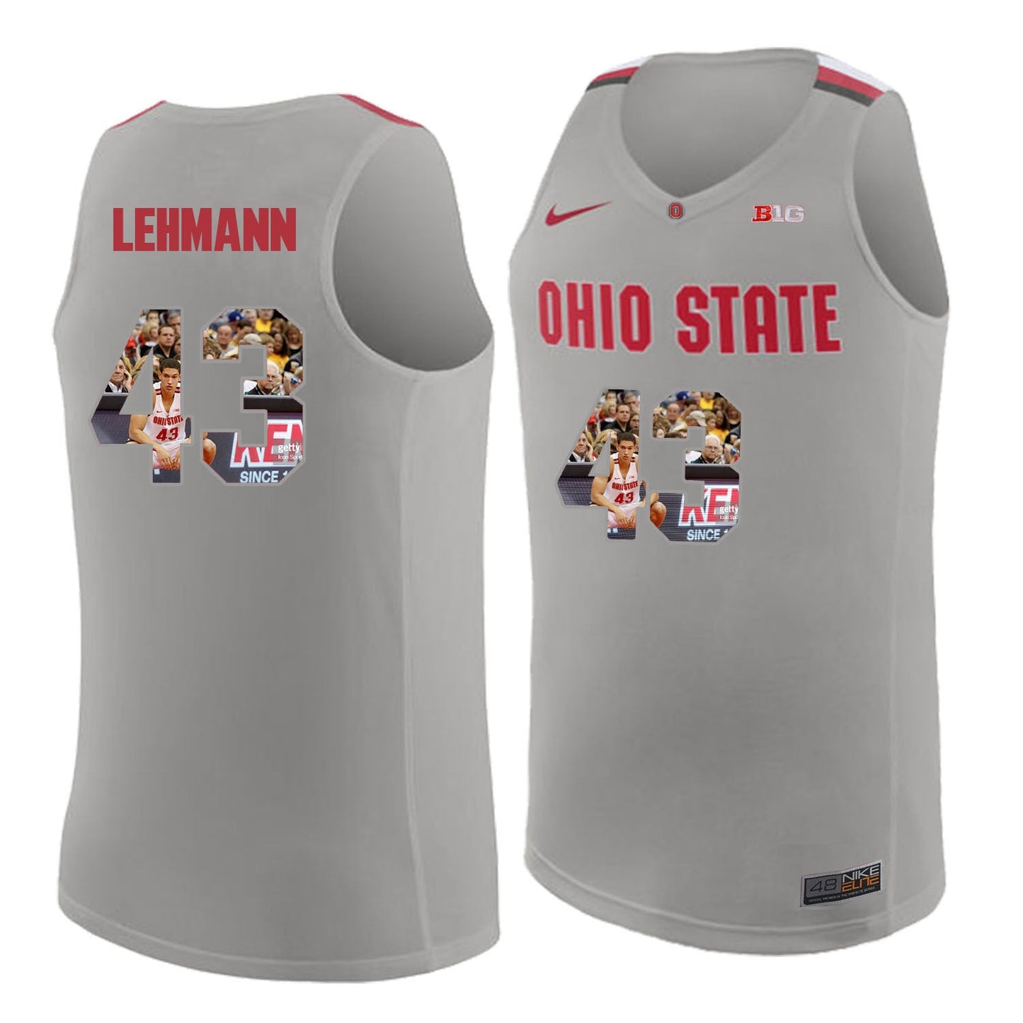 Ohio State Lehmann 43 Gray College Football Jersey football jersey product view 1