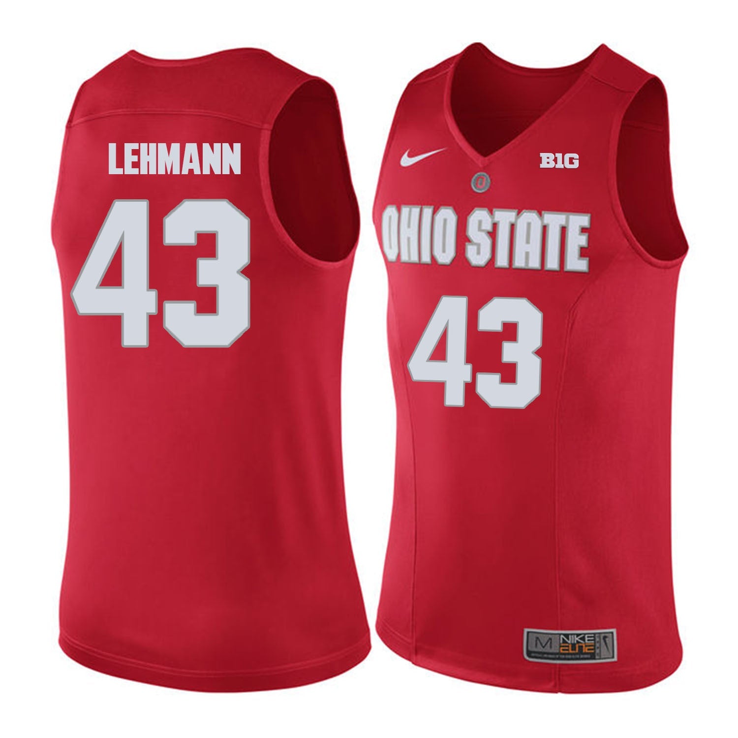 Ohio State Lehmann 43 Red .2jpg College Football Jersey football jersey product view 1