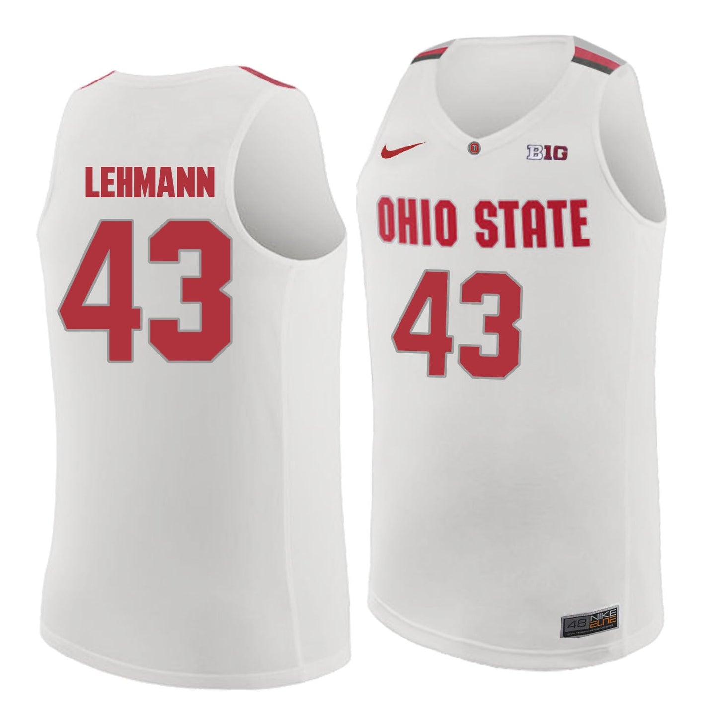 Ohio State Lehmann 43 white.2jpg College Football Jersey football jersey product view 1