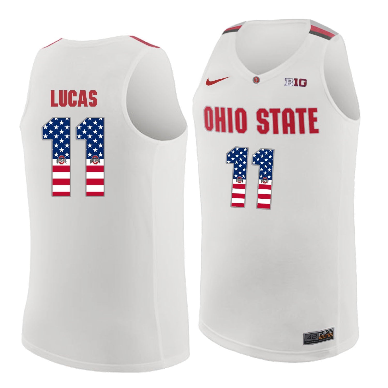 Ohio State Lucas 11 white.1jpg College Football Jersey football jersey product view 1