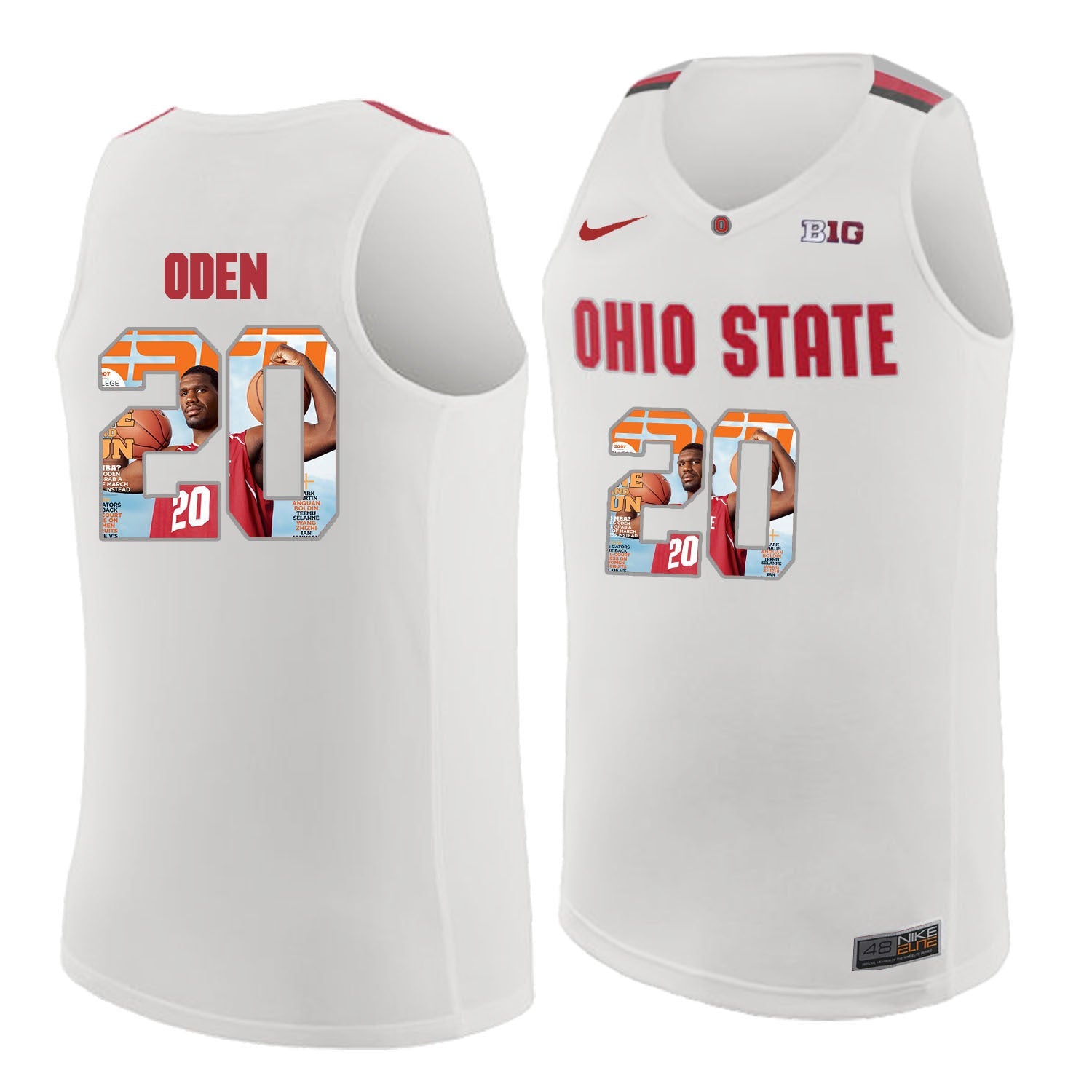 Ohio State Oden 20 white College Football Jersey football jersey product view 1