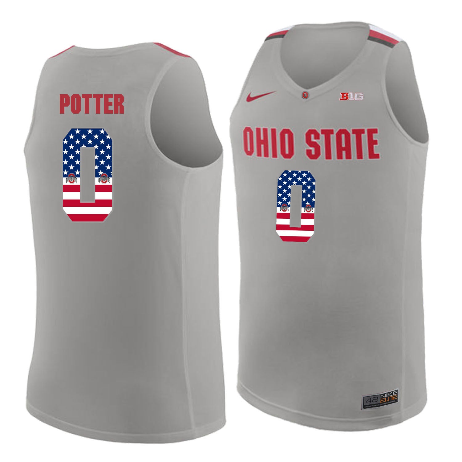 Ohio State Potter 0 Gray.1jpg College Football Jersey football jersey product view 1
