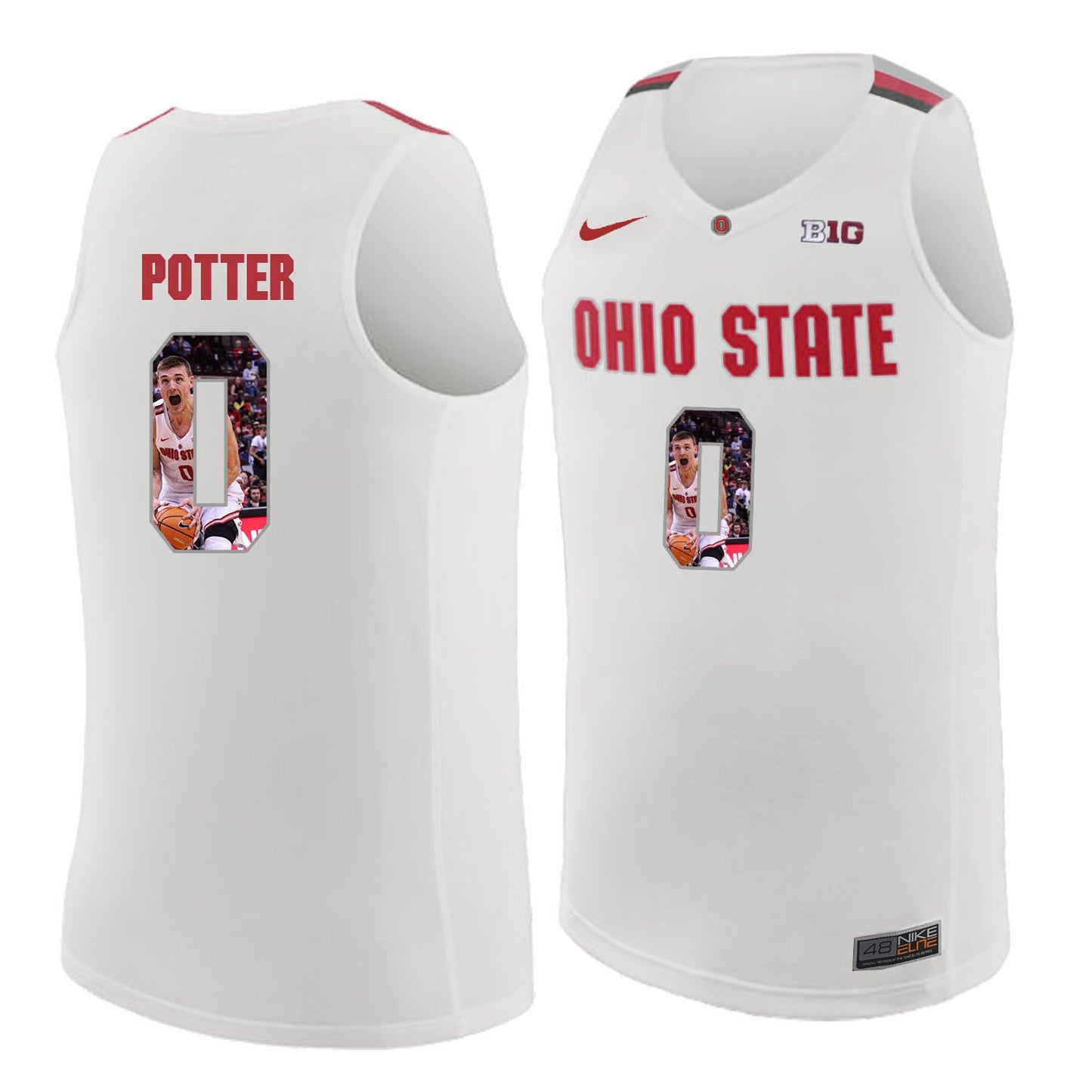 Ohio State Potter 0 white College Football Jersey football jersey product view 1