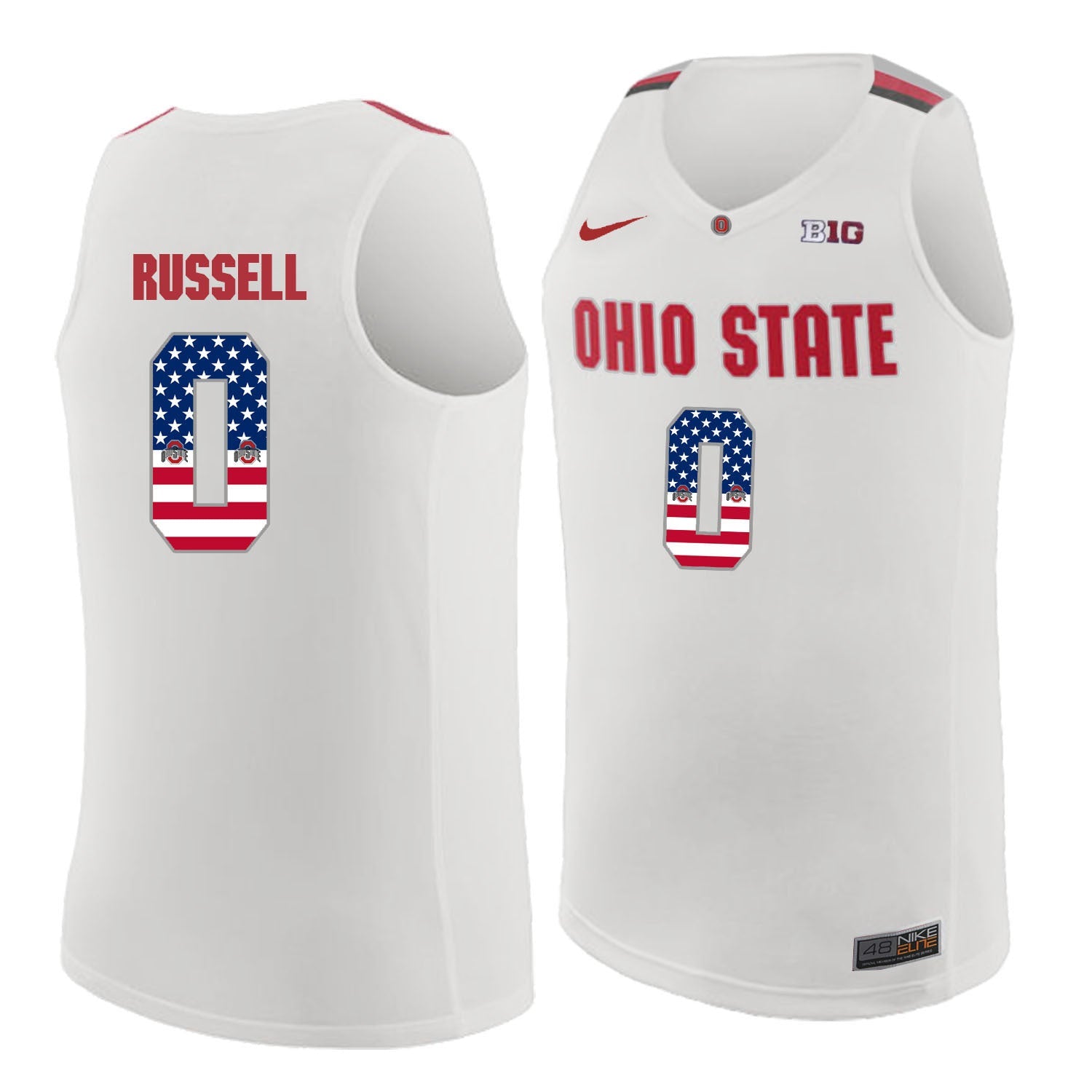 Ohio State Russell 0 white.1jpg College Football Jersey football jersey product view 1