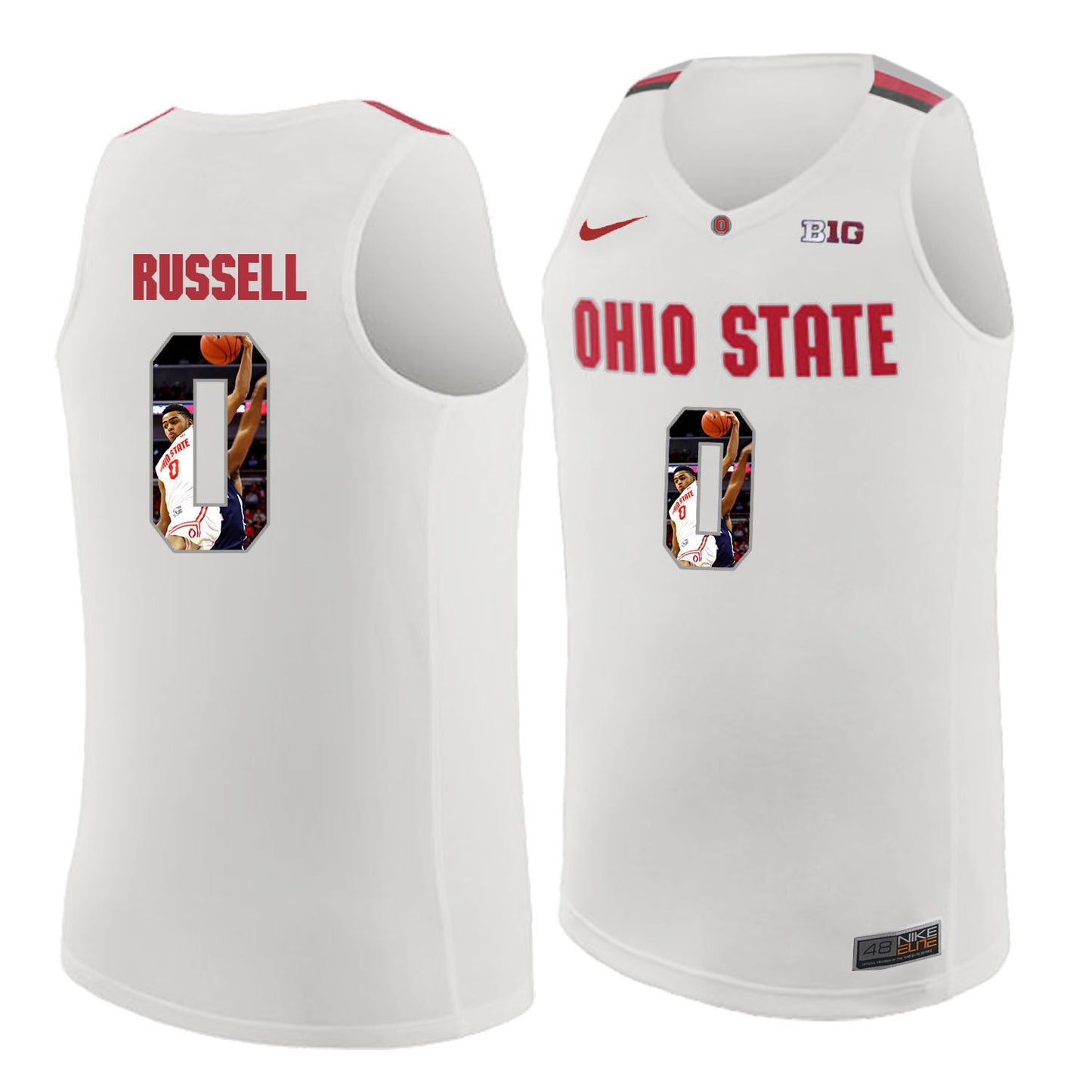 Ohio State Russell 0 white College Football Jersey football jersey product view 1