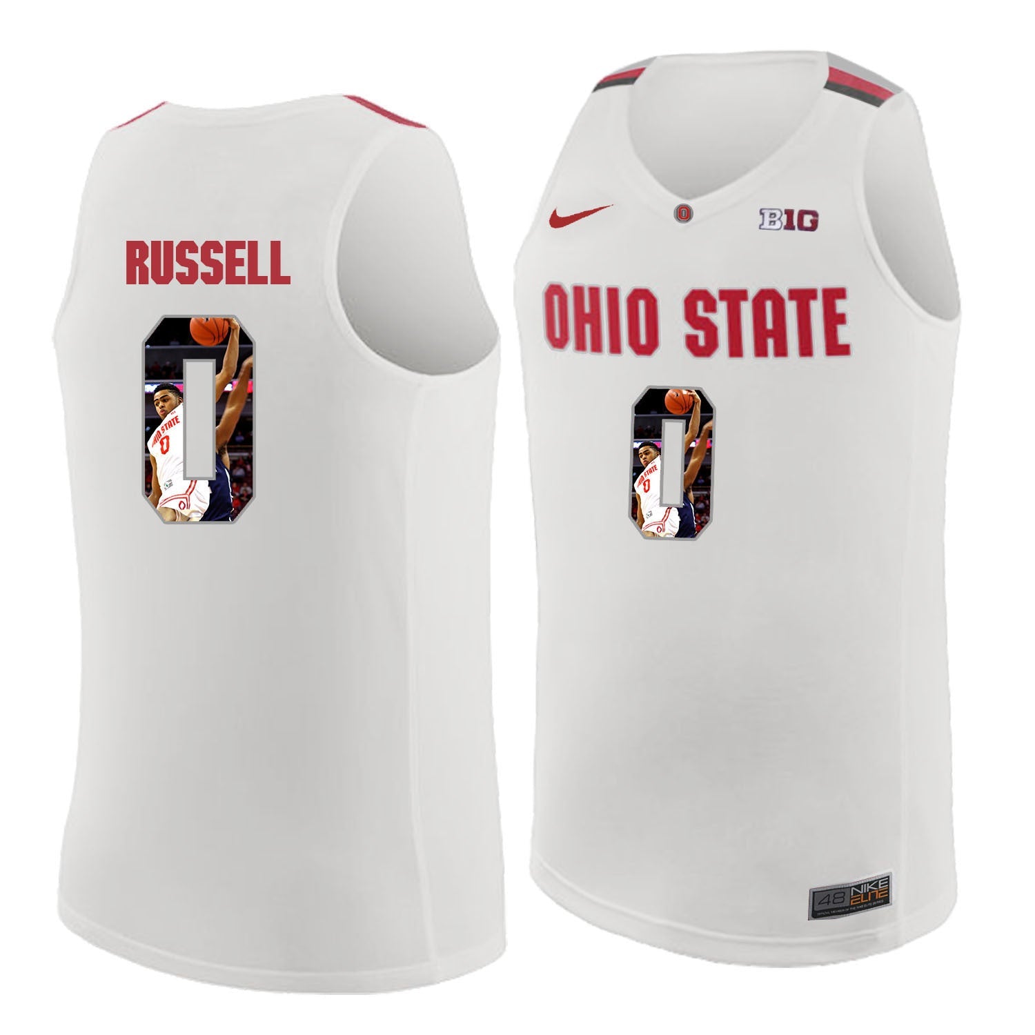 Ohio State Russell 0 white College Football Jersey football jersey product view 1