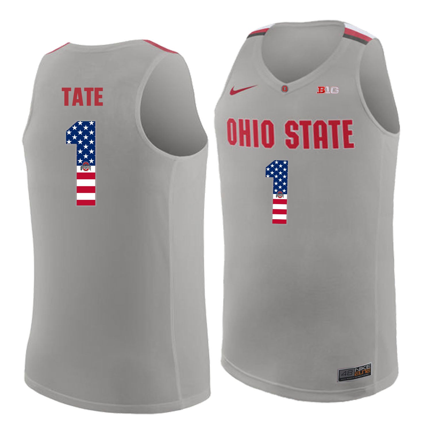 Ohio State Tate 1 Gray.1jpg College Football Jersey football jersey product view 1
