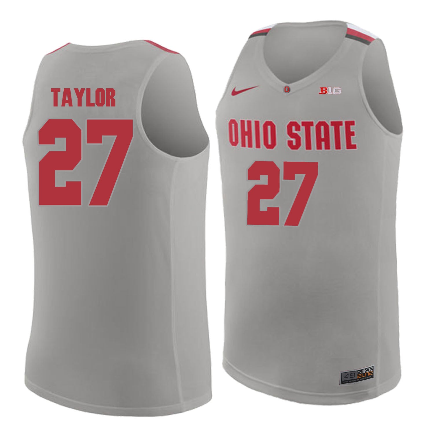 Ohio State Taylor 27 Gray.2jpg College Football Jersey football jersey product view 1