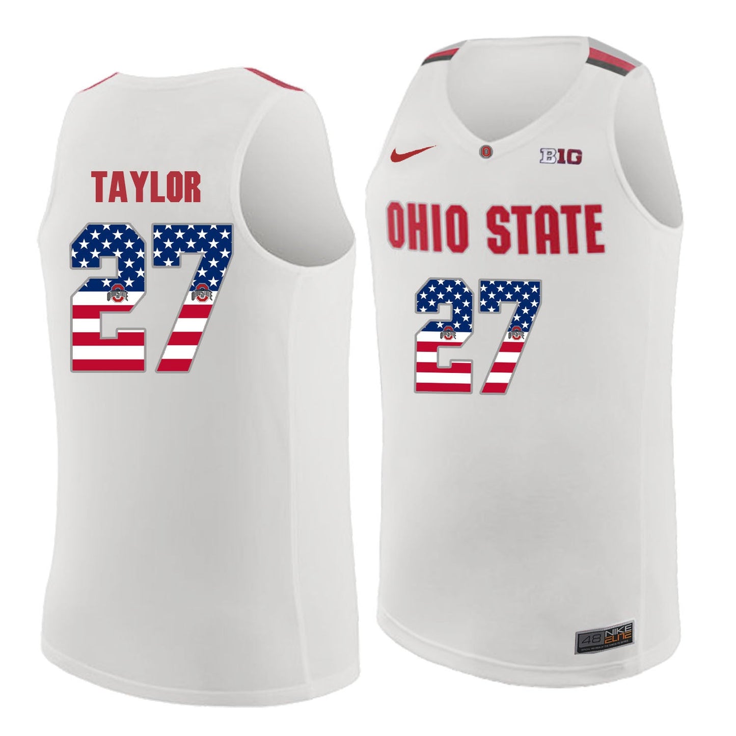 Ohio State Taylor 27 white.1jpg College Football Jersey football jersey product view 1