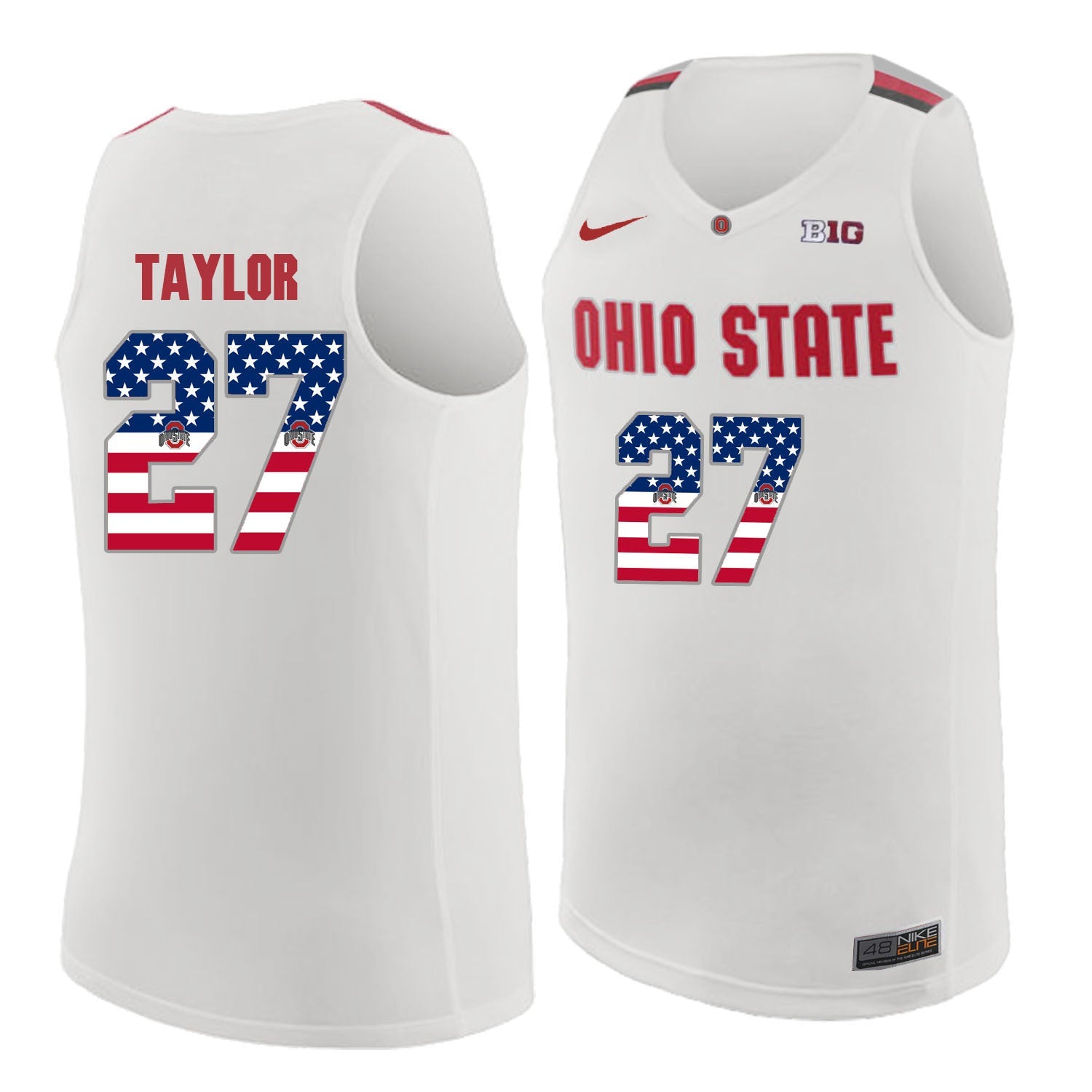 Ohio State Taylor 27 white.1jpg College Football Jersey football jersey product view 1