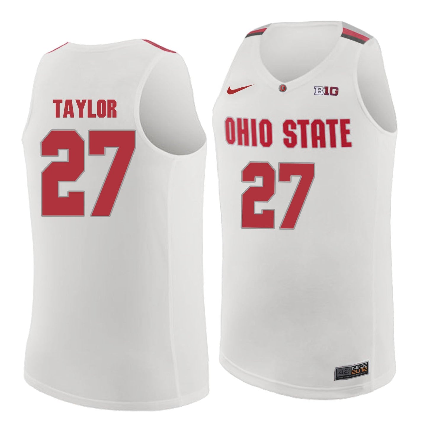 Ohio State Taylor 27 white.2jpg College Football Jersey football jersey product view 1