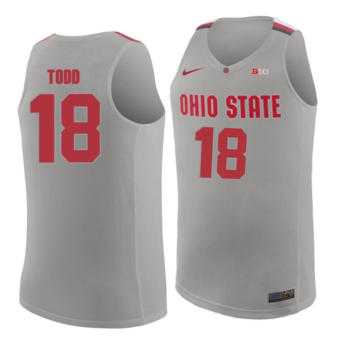 Ohio State Todd 18 Gray.2jpg College Football Jersey football jersey product view 1