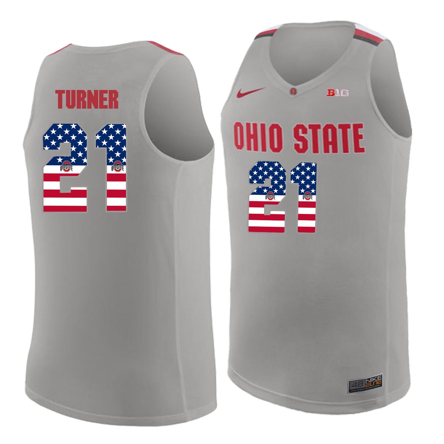 Ohio State Turner 21 Gray.1jpg College Football Jersey football jersey product view 1