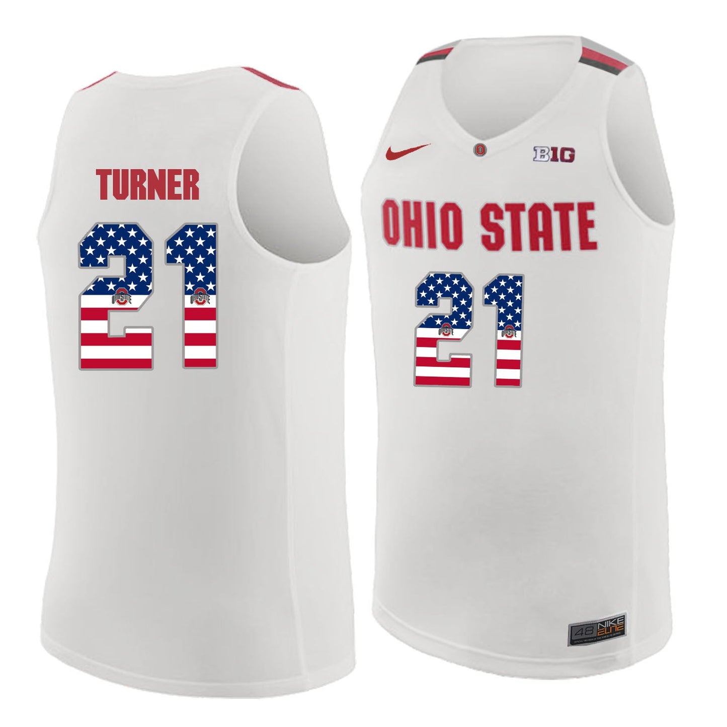 Ohio State Turner 21 white.1jpg College Football Jersey football jersey product view 1