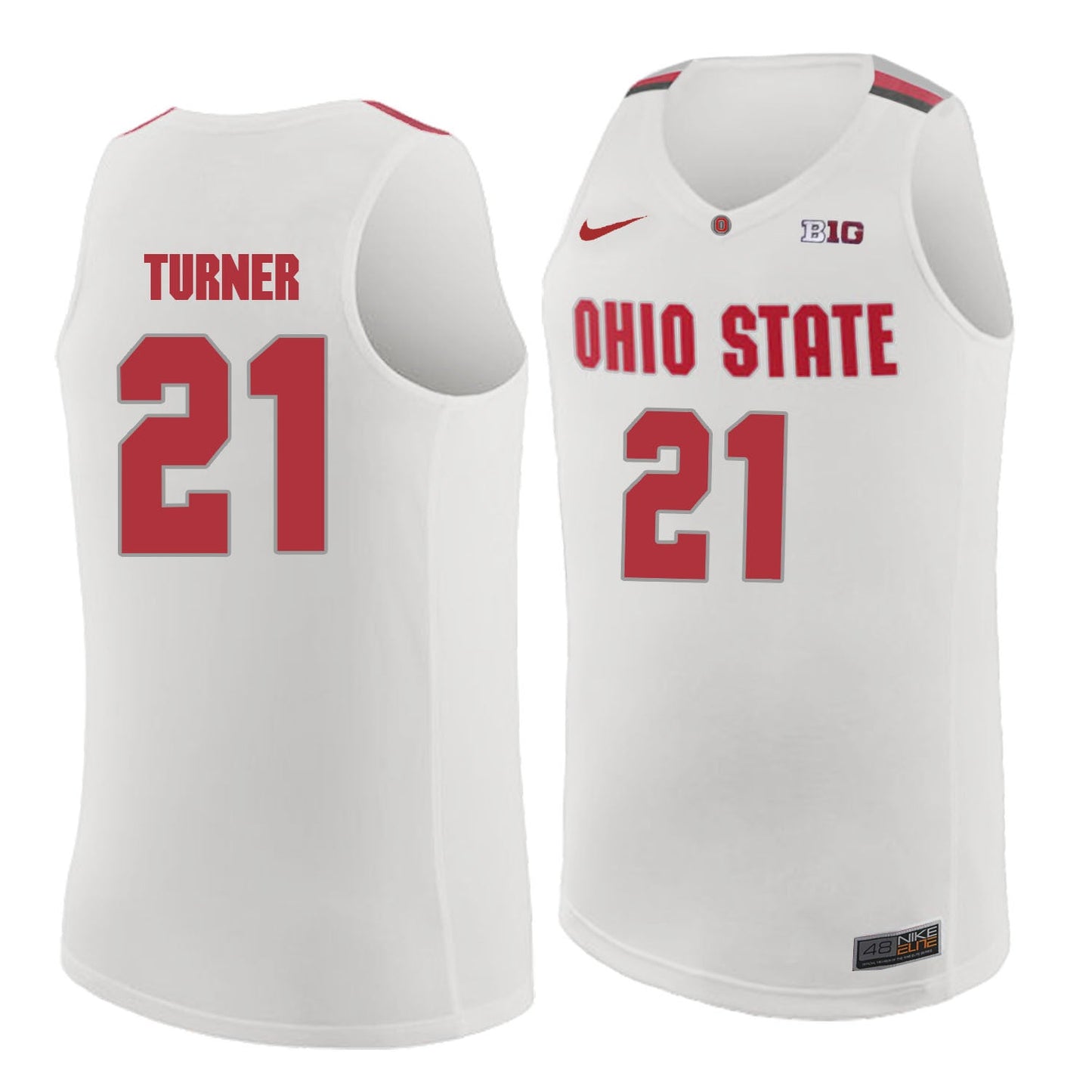 Ohio State Turner 21 white.2jpg College Football Jersey football jersey product view 1