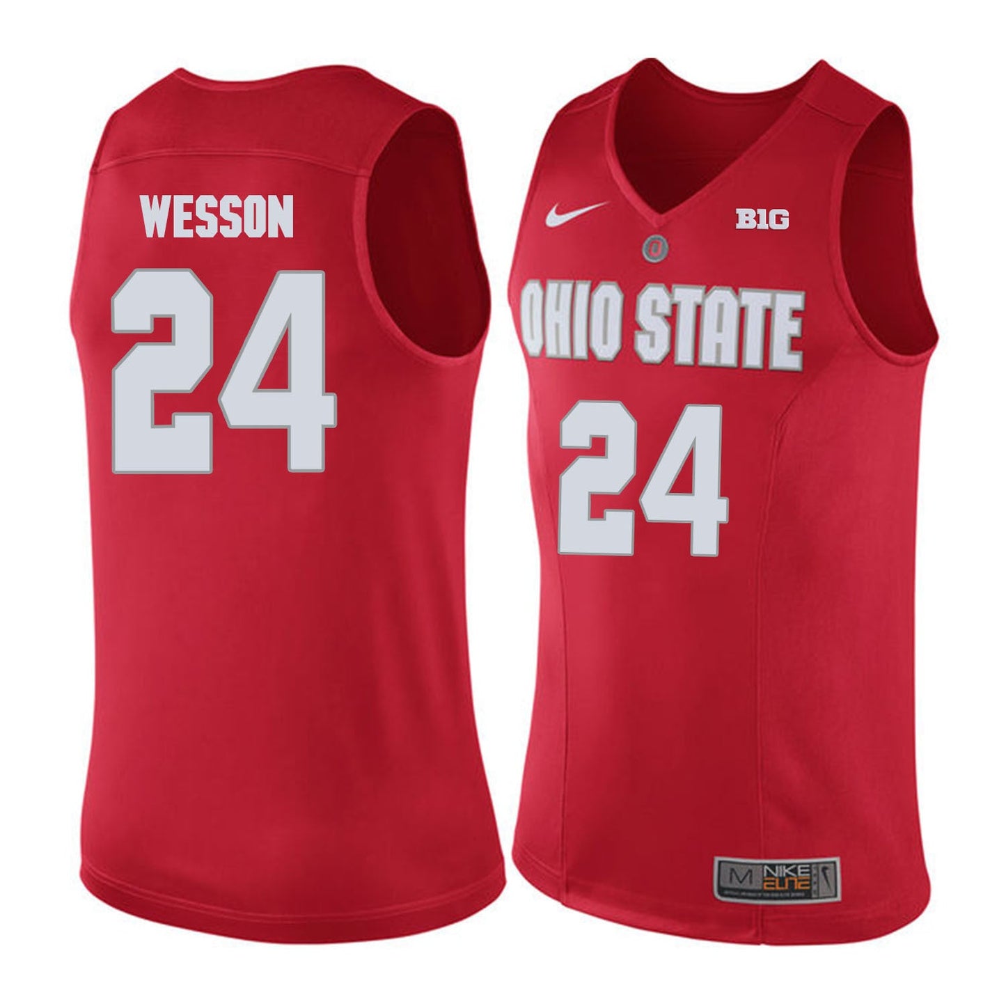 Ohio State Wesson 24 Red .2jpg College Football Jersey football jersey product view 1