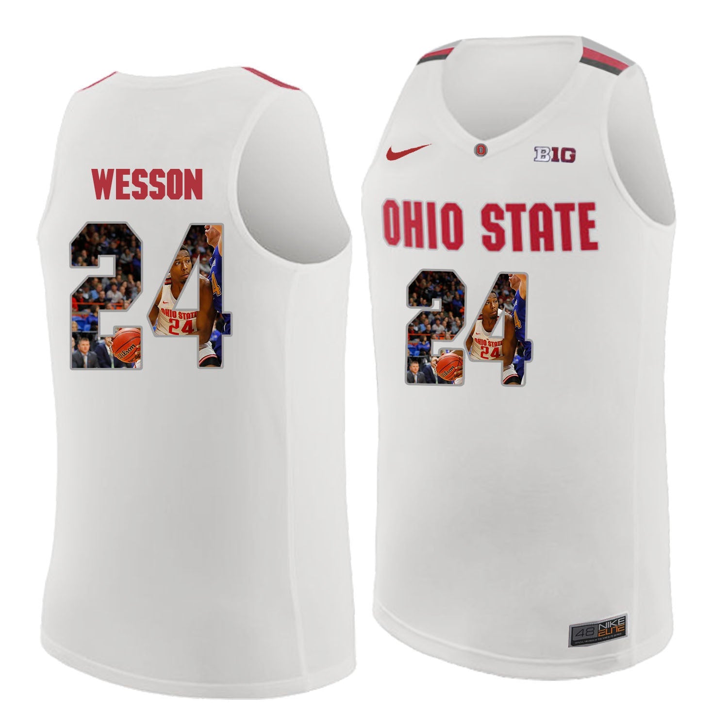 Ohio State Wesson 24 white College Football Jersey football jersey product view 1