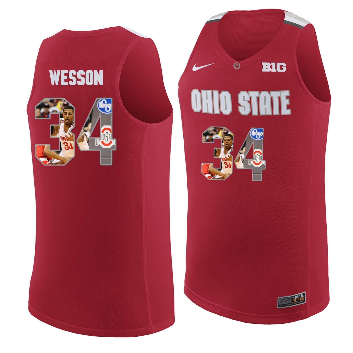 Ohio State Wesson 34 Scarlet College Football Jersey football jersey product view 1