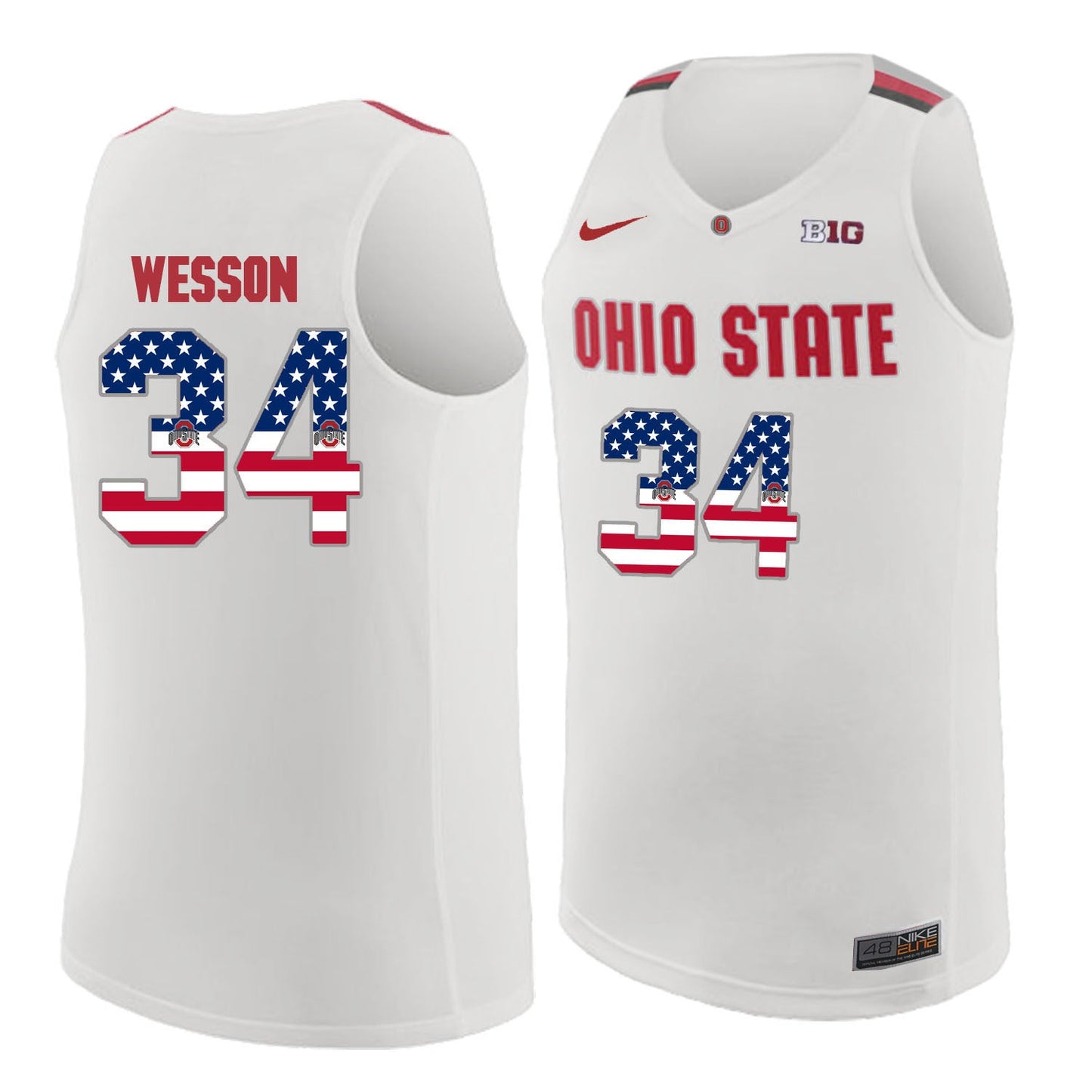 Ohio State Wesson 34 white.1jpg College Football Jersey football jersey product view 1