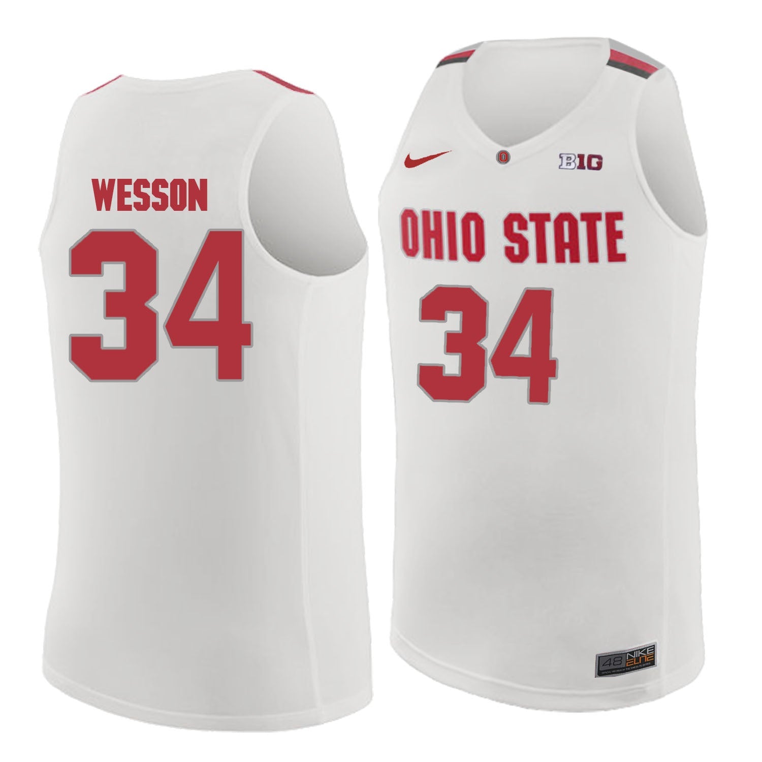 Ohio State Wesson 34 white.2jpg College Football Jersey football jersey product view 1